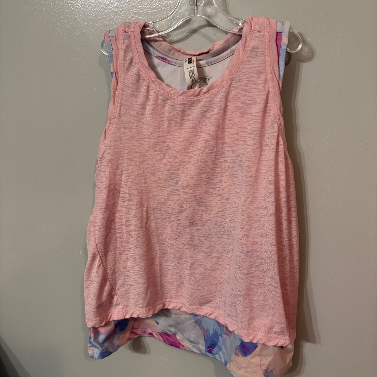 Avia Pink Layered Tank Top Sleeveless Athletic Workout (Girls Medium 7/8)